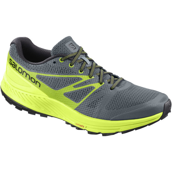 Salomon Israel SENSE ESE - Mens Trail Running Shoes - Grey/Yellow (TGCR-26175)